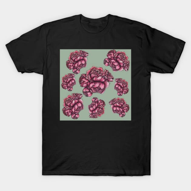 Pink Peonies Pattern T-Shirt by corianndesigns